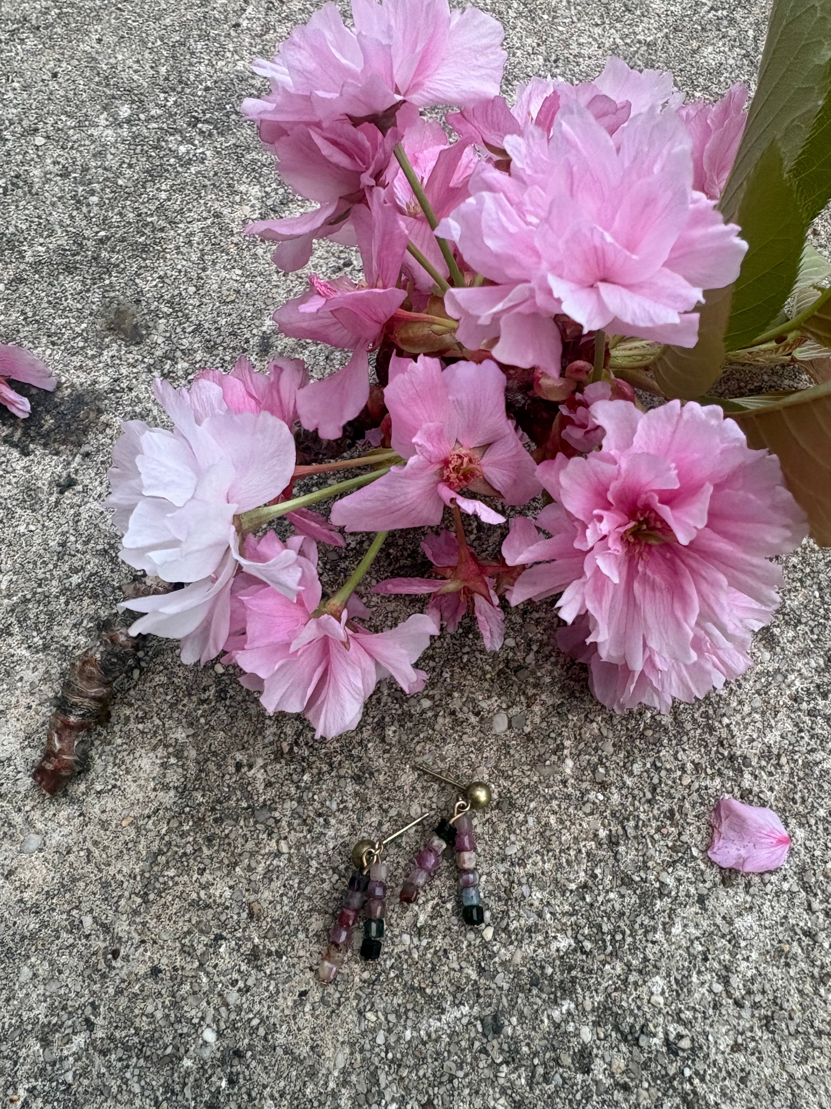 Mixed Tourmaline cube earrings
