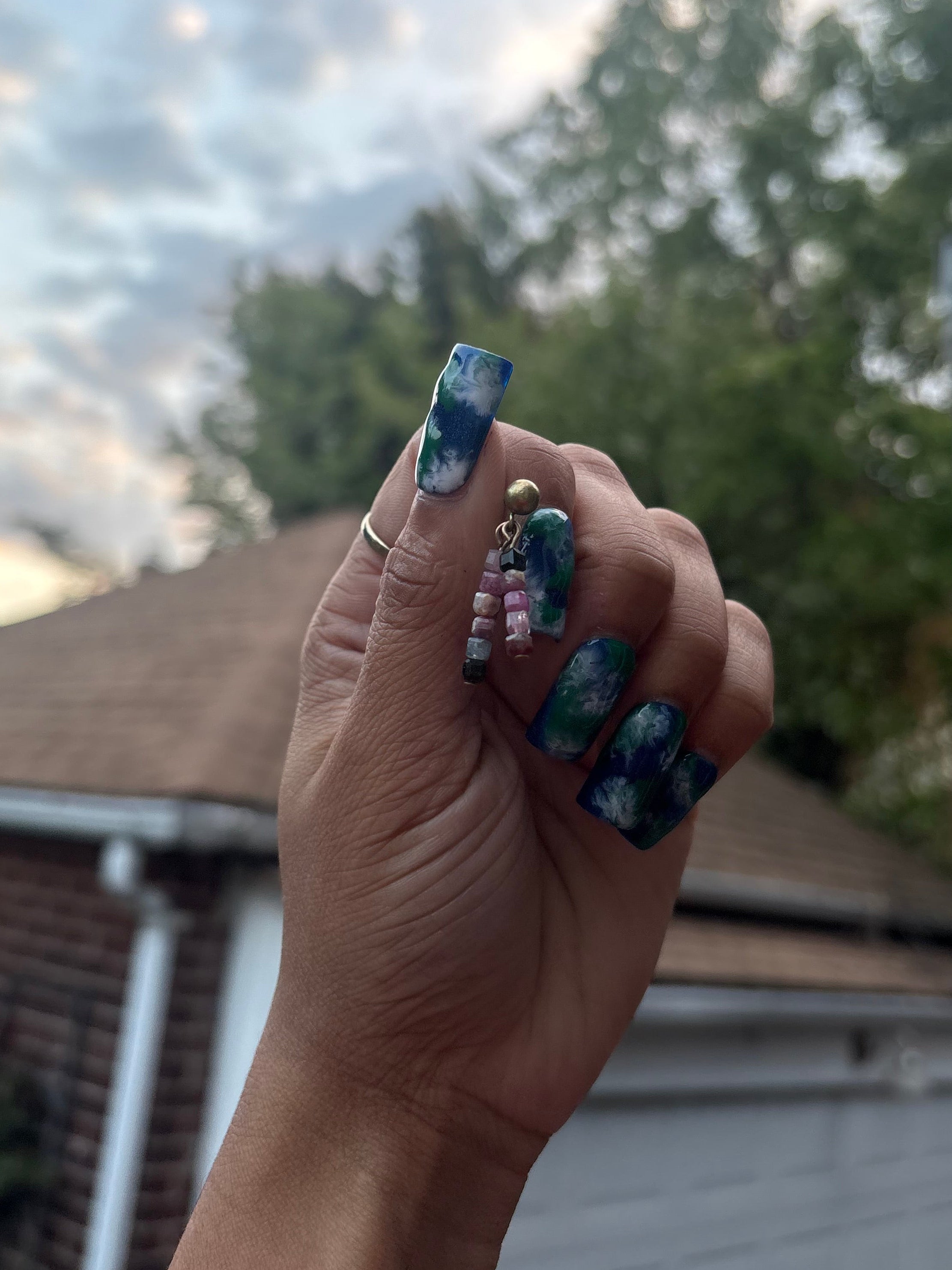Mixed Tourmaline cube earrings