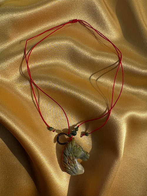Carved Jade Horse necklace